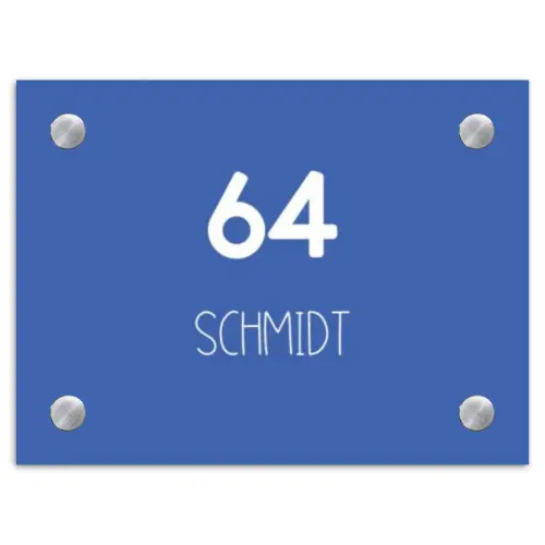 Kobaltblauw - Modern Naambord Rechthoek middel -3d