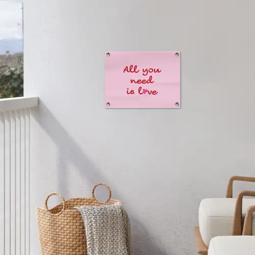 Tekst - Roze - Love - Hart tuinposter los doek klein -sfeer8