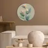 Paradijsvogelbloemen - Blauwgroene bladeren - Beige Akoestische PET Vilt - Rond klein -sfeer1