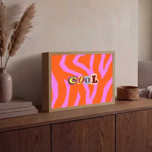 Zebraprint - Grafisch - COOL - Oranje Light Box met batterij (Wandlamp) middel -sfeer2