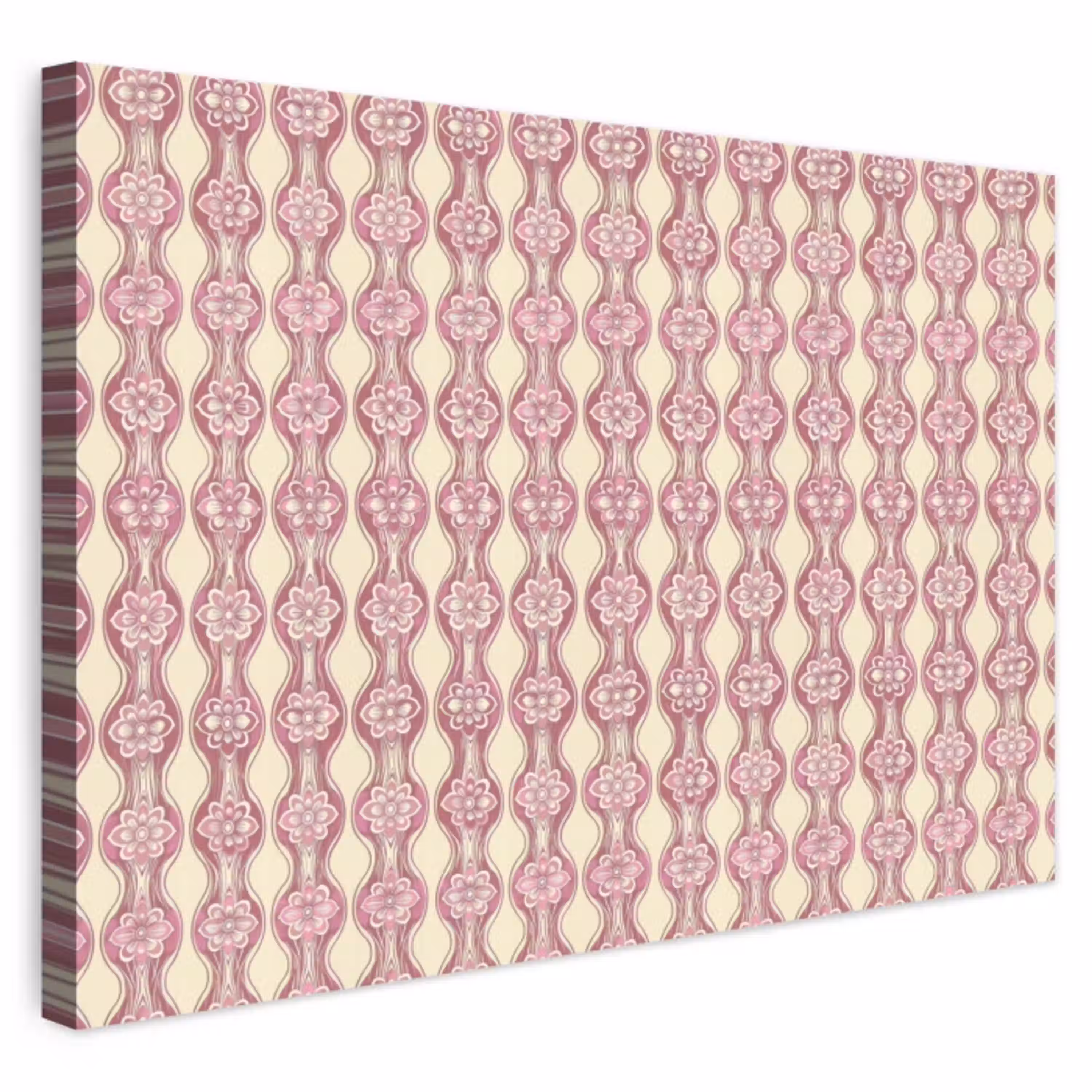 Paarsroze - Bloemen - Retro - Patroon Tuinposter op houten frame 2 cm dik klein 845 -3d