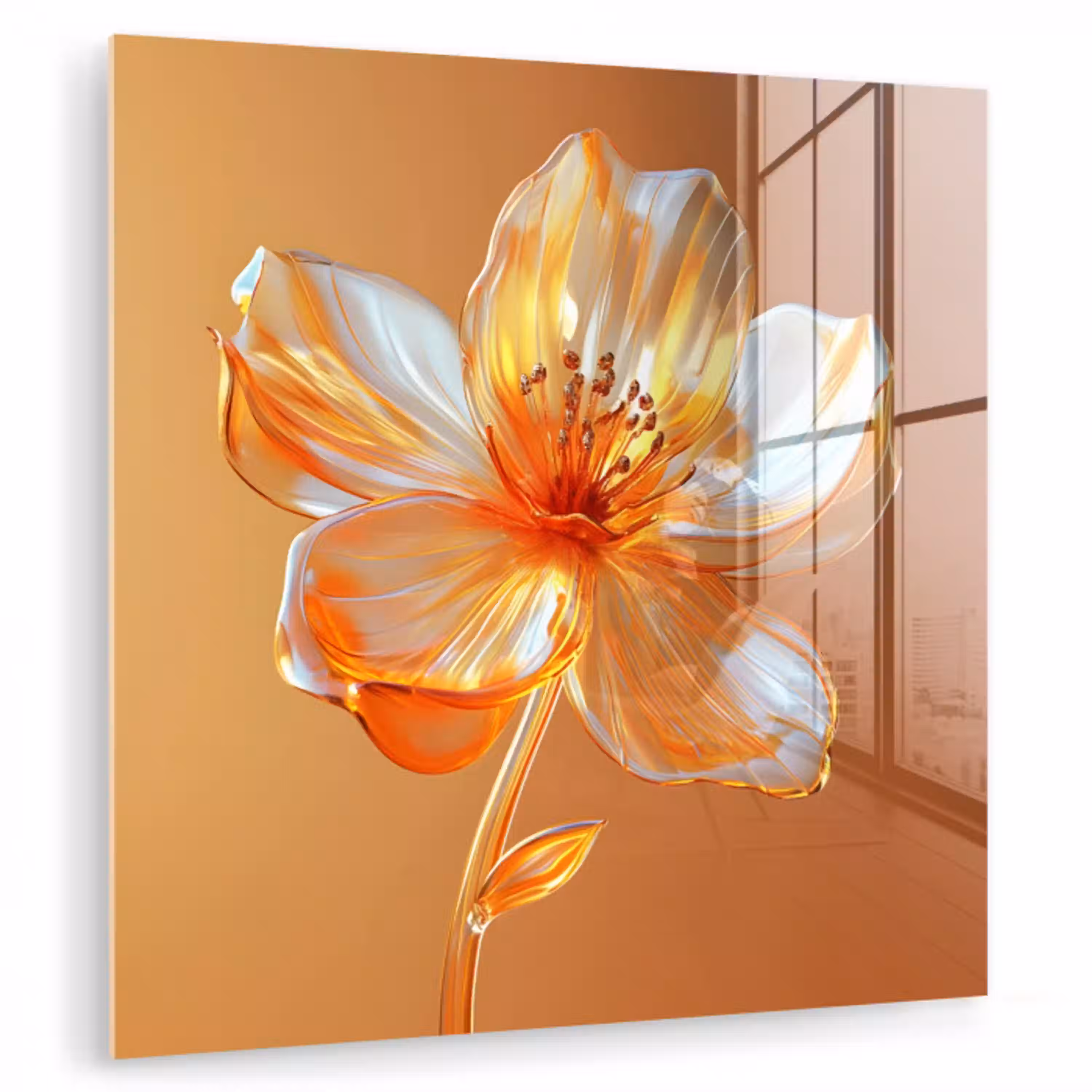 Glazen - Bloem - Oranje plexiglas 5mm klein -zzzproduct_nieuw