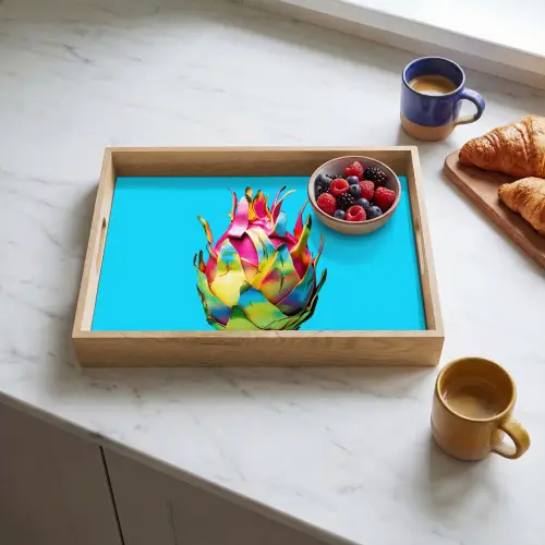 Drakenfruit - Blauw - Levendig Dienblad Rechthoek middel -sfeer2