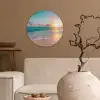 Zonsondergang - Strand - Zee - Zomer - Blauw Wandcirkel kunststof plaat 5mm dik klein -sfeer1