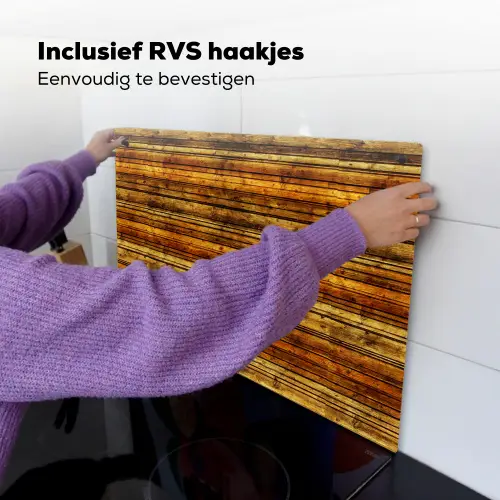 Vintage - Hout - Patronen - Planken Inductie beschemer met haakjes klein 777 -ky-ophangen-nl