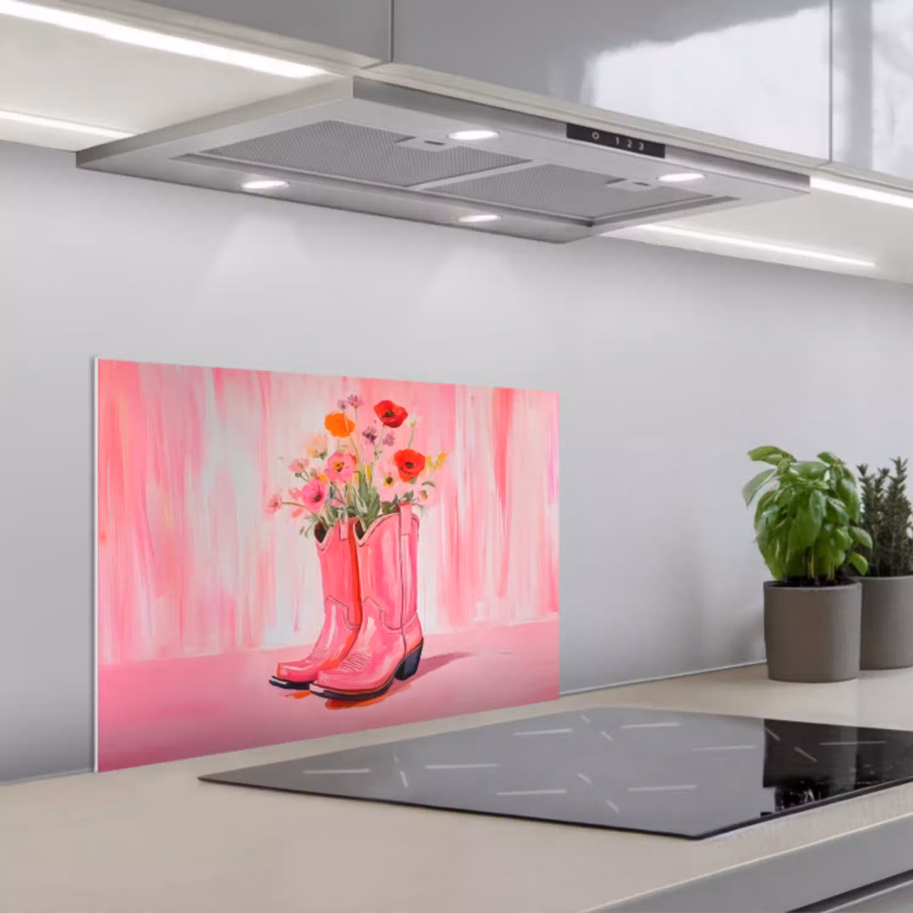Roze - Bloemen - Cowboy keuken achterwand spatscherm klein -3d_schuin