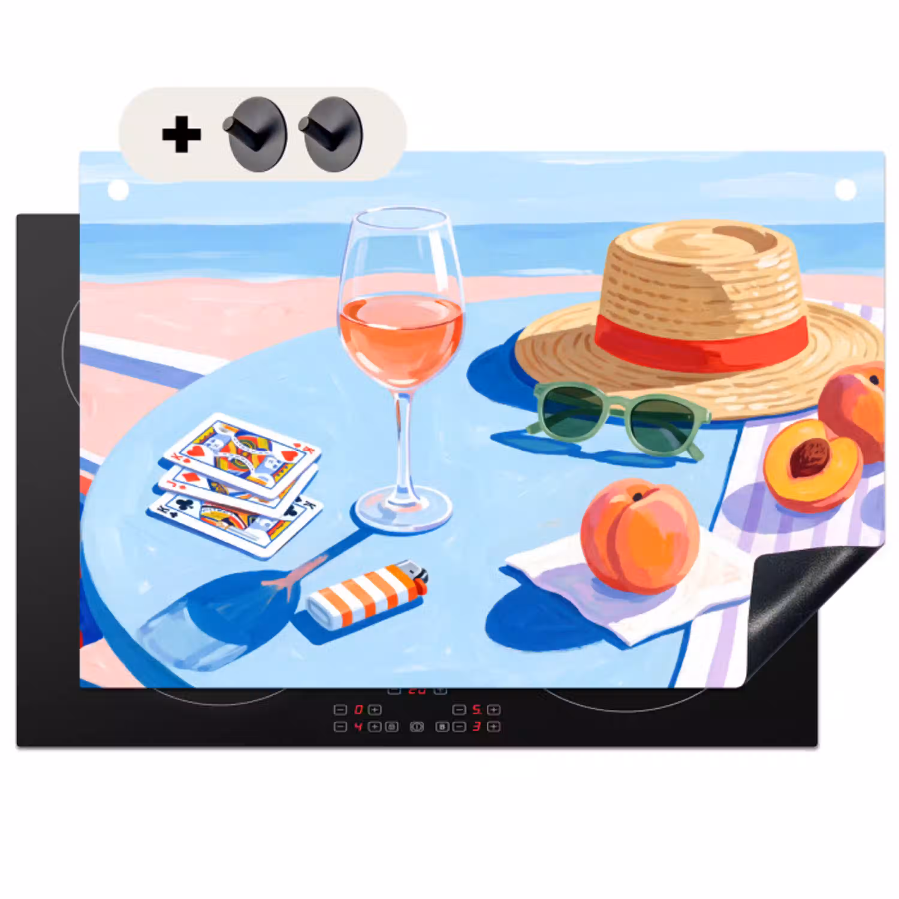 Strand - Picknick - Zomer Inductie beschemer met haakjes klein -3d