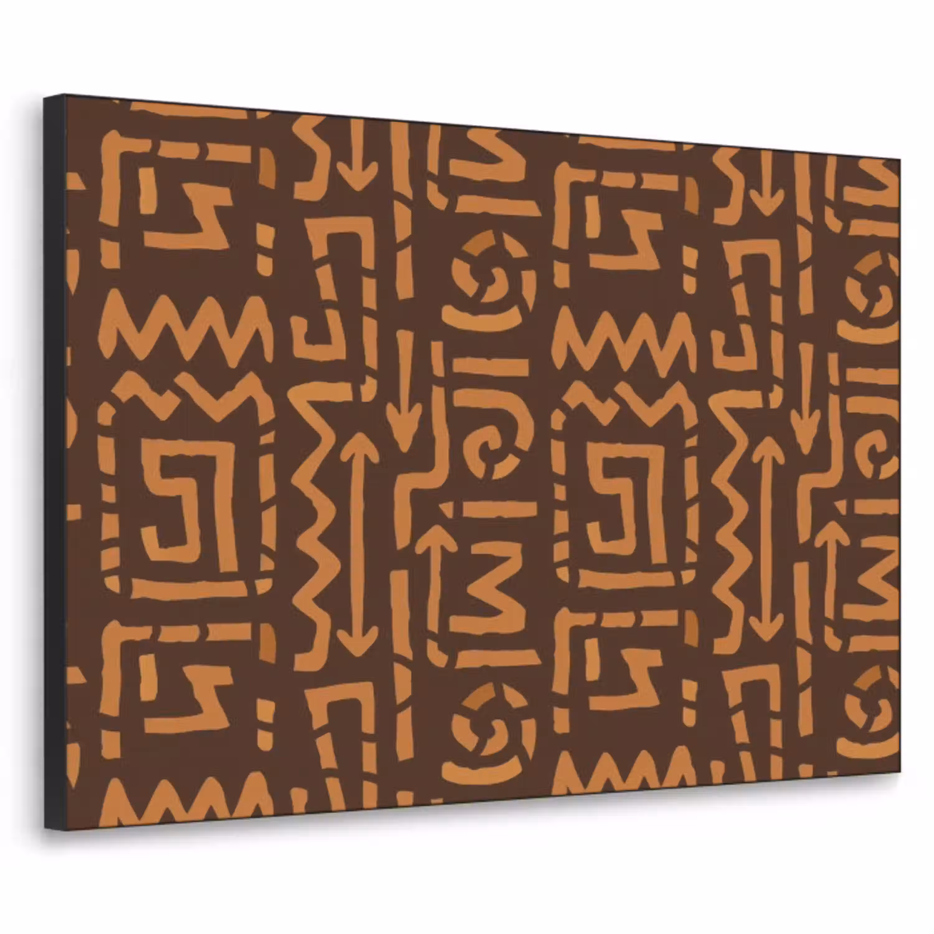 Chocoladebruin - Etnisch - Tribaal - Symbolen Textielframe zwart klein 947 -3d
