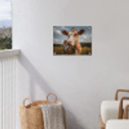 Koe - Bloemen - Weiland tuinposter los doek klein -sfeer8