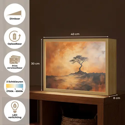Boom - Landschap - Oranje Light Box met batterij (Wandlamp) middel -USP_websiteoverzichtNL
