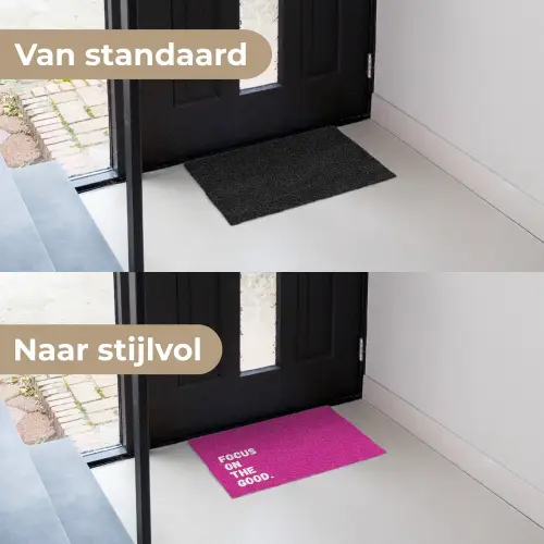 Focus on the good - Roze - Simple Deurmat klein -voor-na_NL