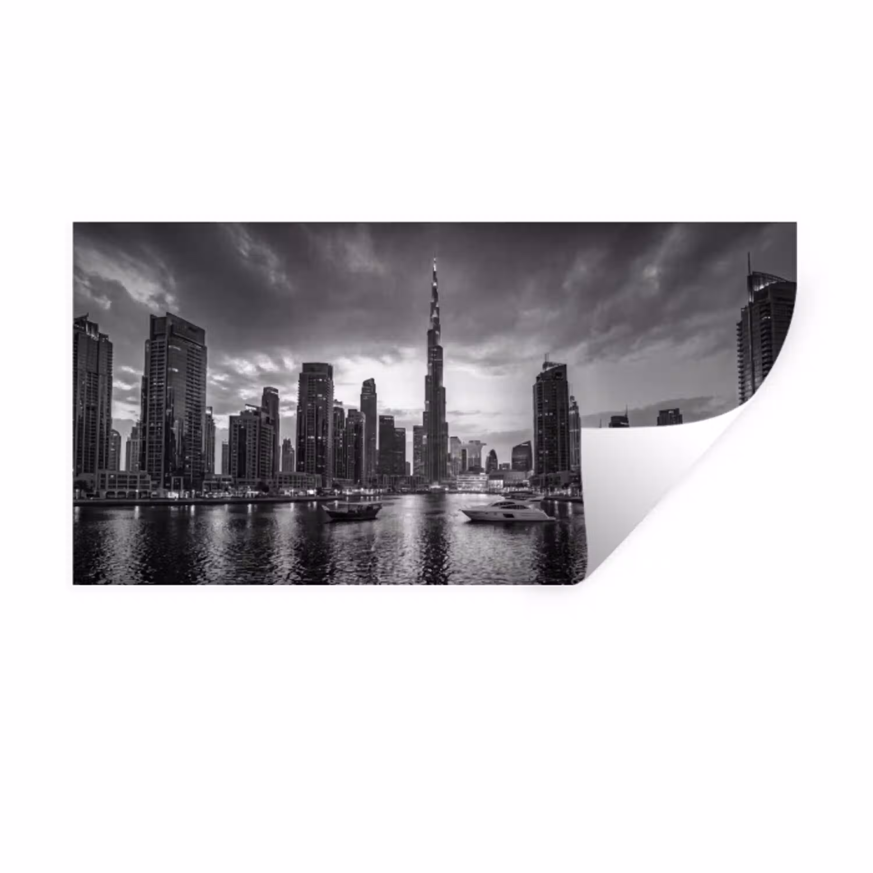 Stad - Skyline - Architectuur - Avond - Zwart-wit Muursticker klein -3d