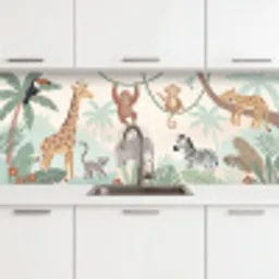 Jungle - Dieren - Groen keuken achterwand 2 middel -3d