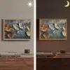 Bladeren - Herfst - Grijs - Natuur Light Box met batterij (Wandlamp) middel -sfeer3