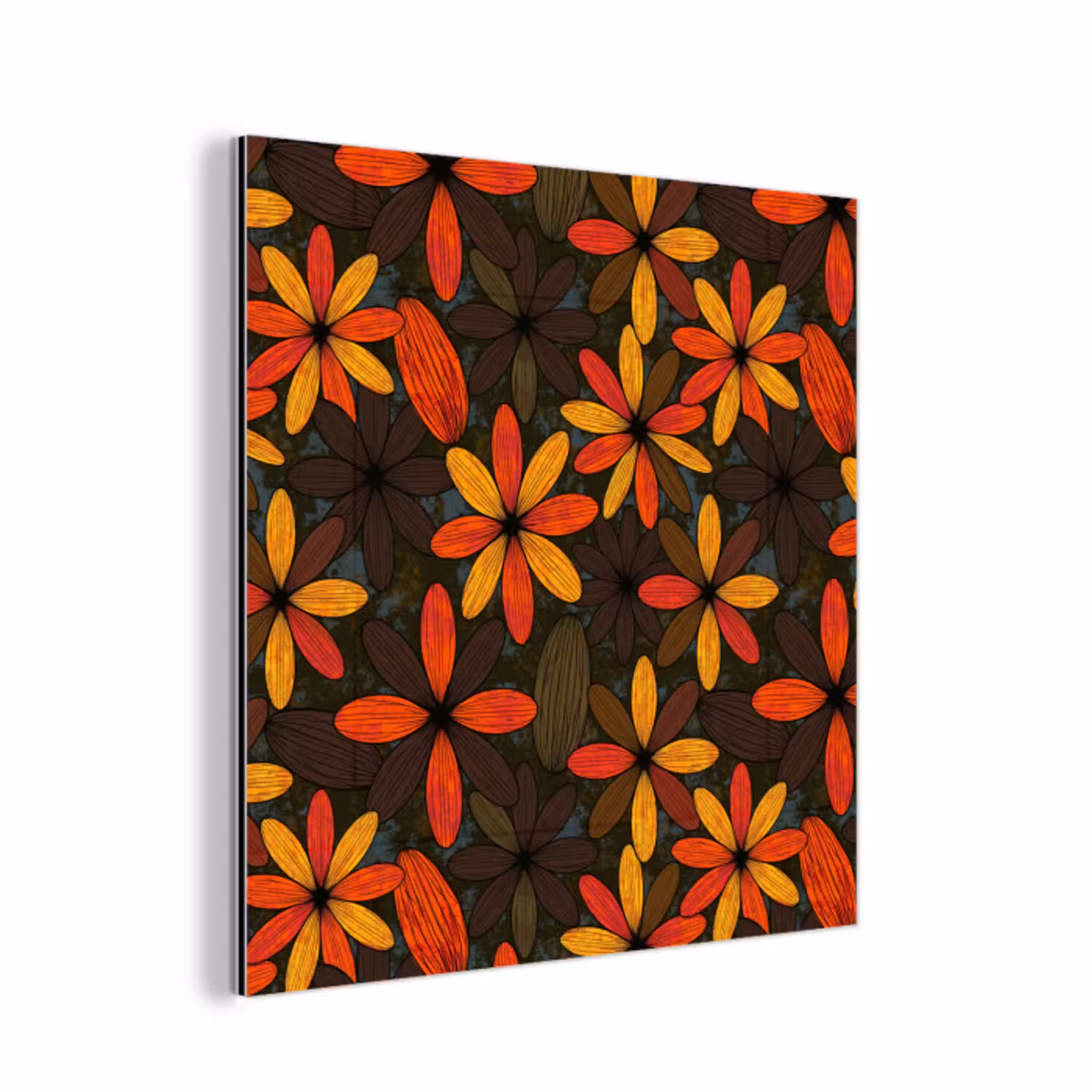 Oranje - Retro - Bloemen - Herfst aluminium wit klein 46 -3d