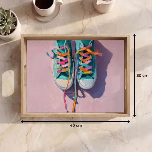 Sneakers - Veters - Kleurrijk - Schaduw Dienblad Rechthoek middel -USP_Formaat