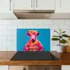 Koe - Bloemenkrans - Oorhangers - Kimono keuken achterwand spatscherm klein -sfeer2