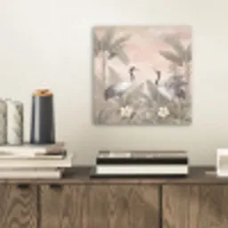 Kraanvogels - Natuur - Roze aluminium wit klein -sfeer1