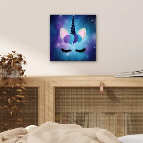 Eenhoorn - Sterren - Magisch - Blauw aluminium wit klein -sfeer3