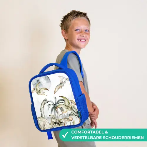 Dino's in de jungle Kinderrugzak - Blauw middel -sfeer3_NL