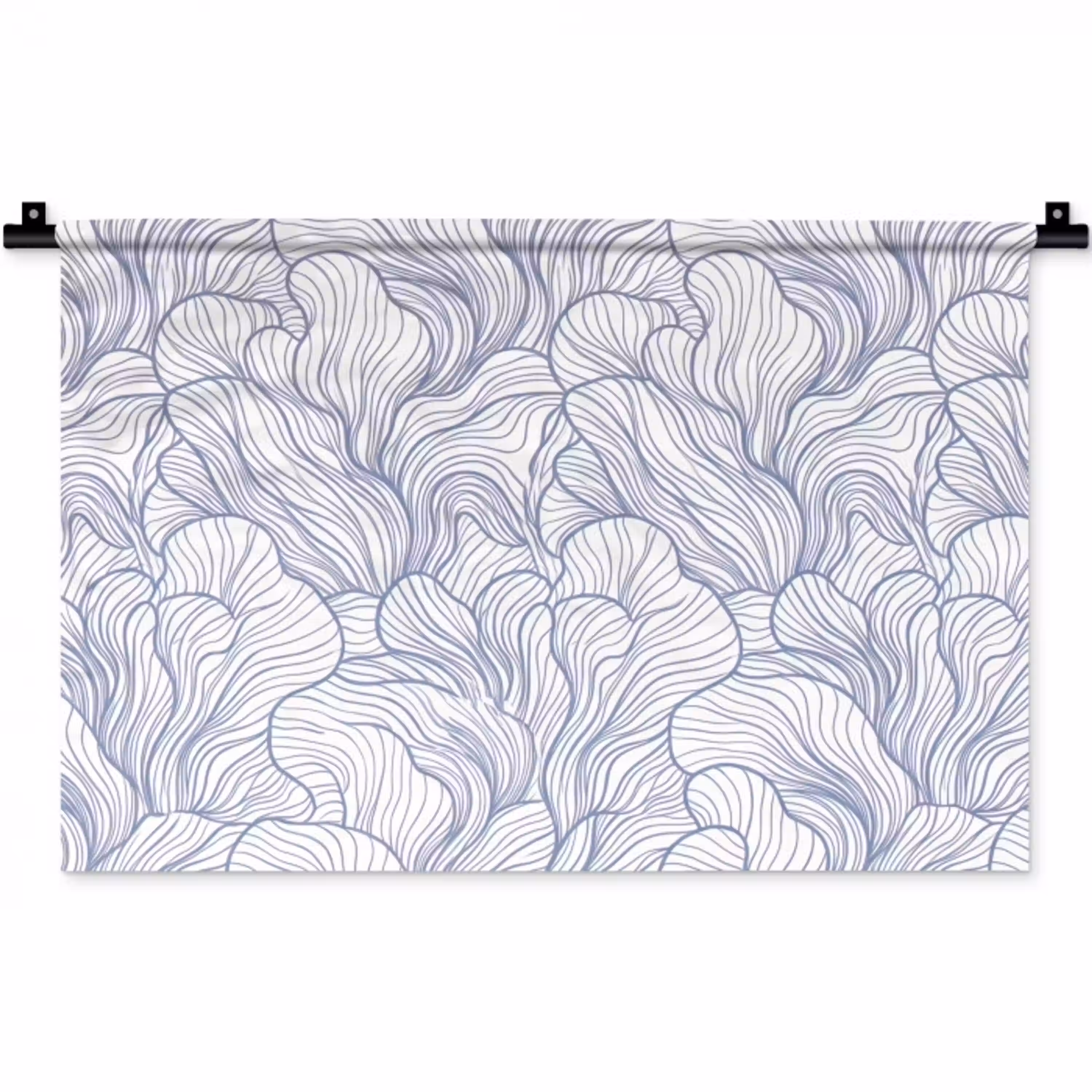 Patroon - Lijnen - Organisch - Abstract - Blauw Wandkleed katoen klein -zz3d