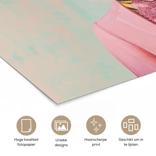 Tijger - Strik - Jasje - Roze poster papier klein -closeup_NL