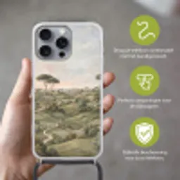 Landschap - Heuvels - Zandpad - Groen Hoesje iPhone 16 Pro Max met koord klein -sfeer2_NL