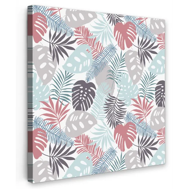 Bladeren - Jungle - Pastel - Tropisch Tuinposter op houten frame 2 cm dik klein -3d