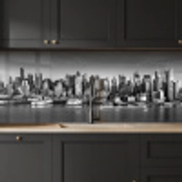 Skyline - Stad - Wolkenkrabbers - Zwart - Wit keuken achterwand 2 middel -sfeer1