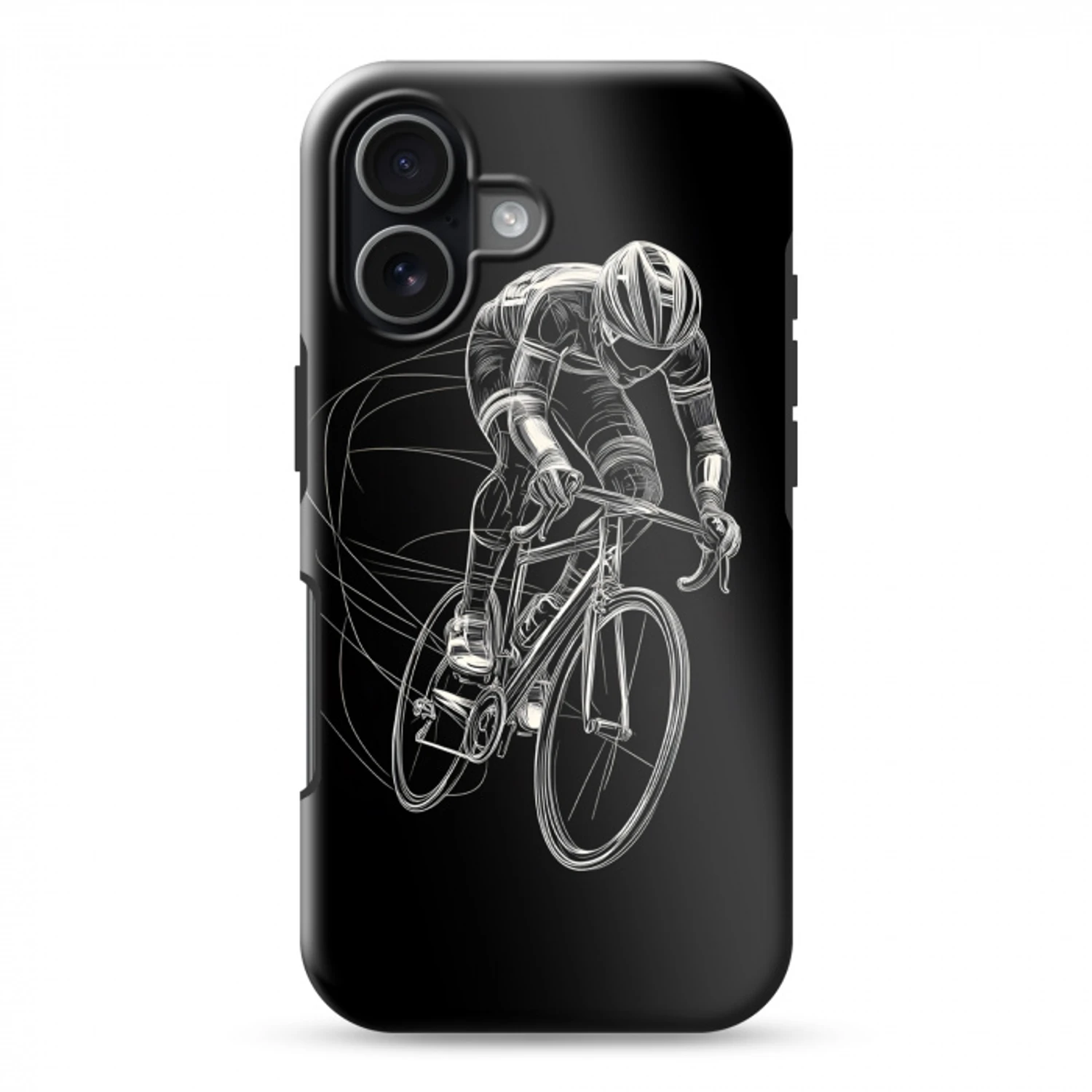 Lijntekening - Wit - Wielrennen - Snelheid Toughcase MagSafe Apple iPhone 17 klein -3d