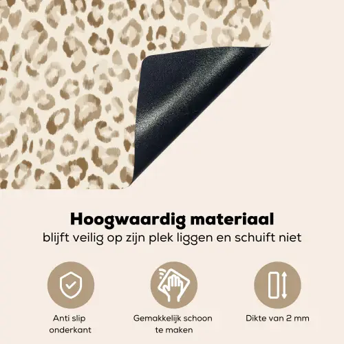 Luipaard - Klassiek - Beige Inductie beschemer met haakjes klein 777 -ky-onderkant-nl