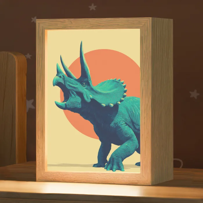 Triceratops - Cirkel - Oranje - Hoorns Light Box met kabel klein -zzz_3d_website