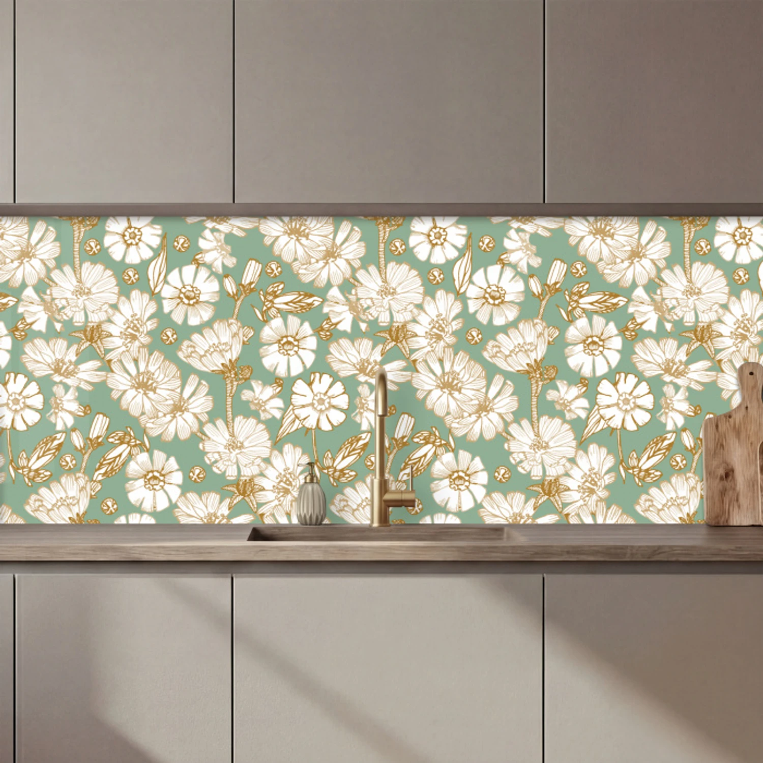 Bloem - Art nouveau - Design keuken achterwand 2 middel 871 zz_3dshopping