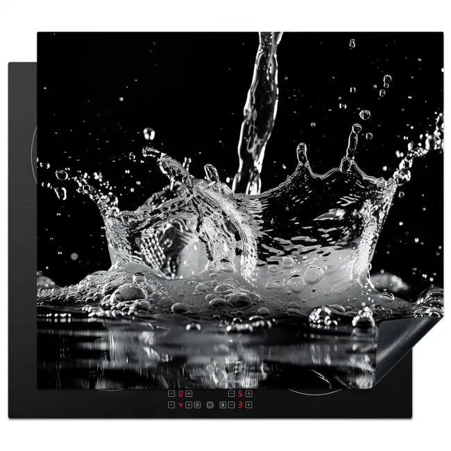 Water - Splash - Zwart Inductie beschermer vinyl 3mm middel -3d