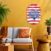 Koraal - Verfstructuur - Rood - Blauw Wandcirkel Ovaal Forex klein -sfeer4