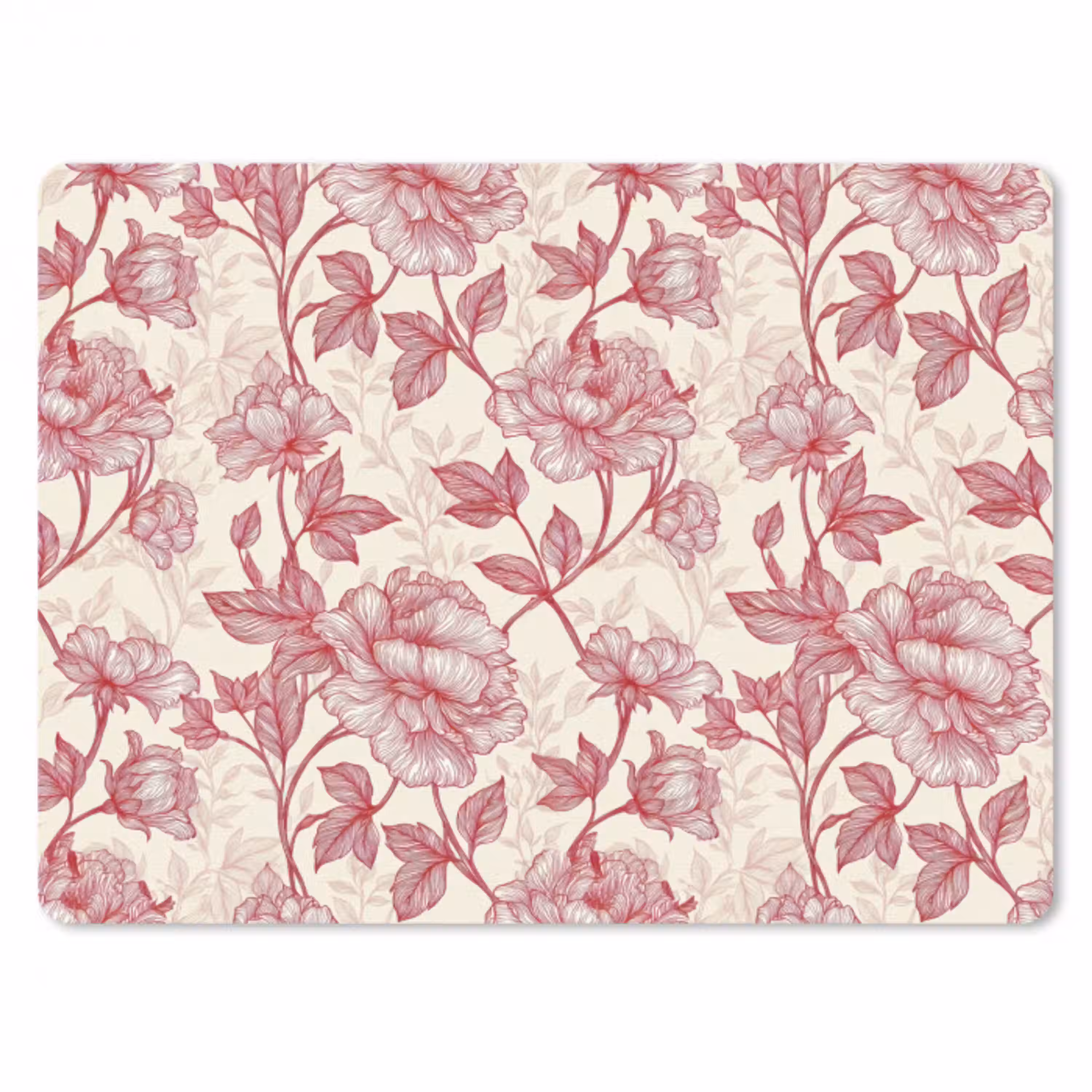Pioenrozen - Modern -  Rood muismat rubber klein 262 -3d