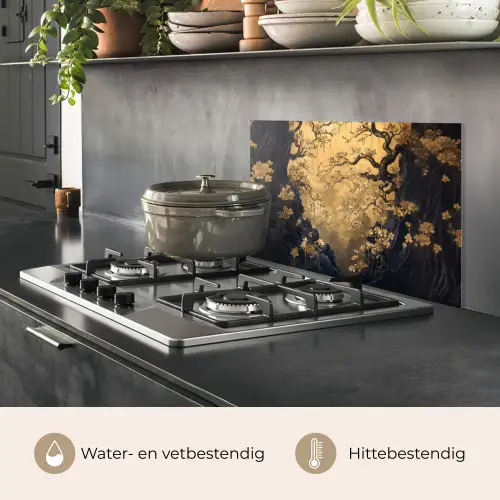 Bloemen - Takken - Goud - Sierlijk keuken achterwand spatscherm klein -usp_NL
