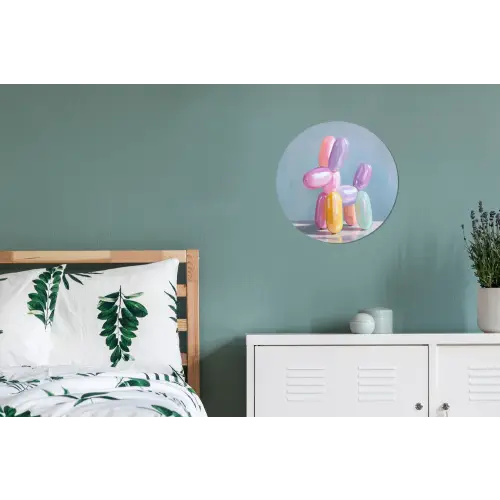 Dier - Ballon - Pasteltinten - Glanzend Wandcirkel aluminium klein -slaapkamer