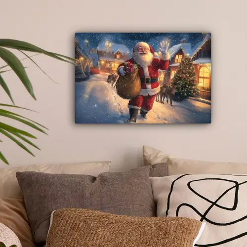 Kerstman - Dorp - Hert - Donker canvas 2cm klein -sfeer1