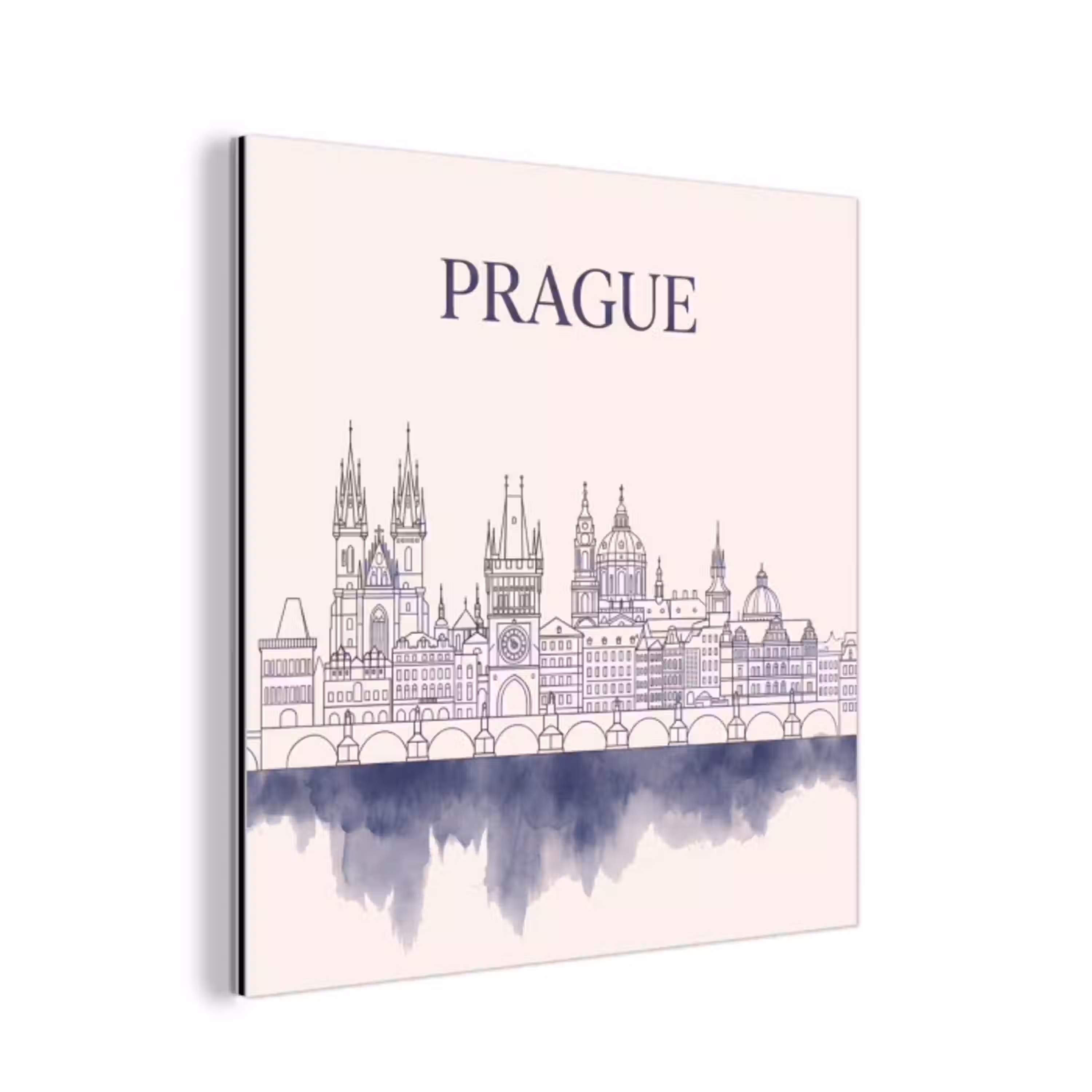 Praag - Skyline - Architectuur - Blauw aluminium wit klein -3d