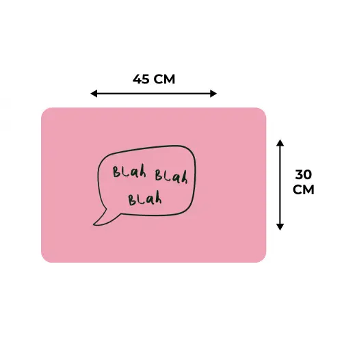 Tekstwolkje - BLAH BLAH BLAH - Roze Placemat vinyl groot -specs