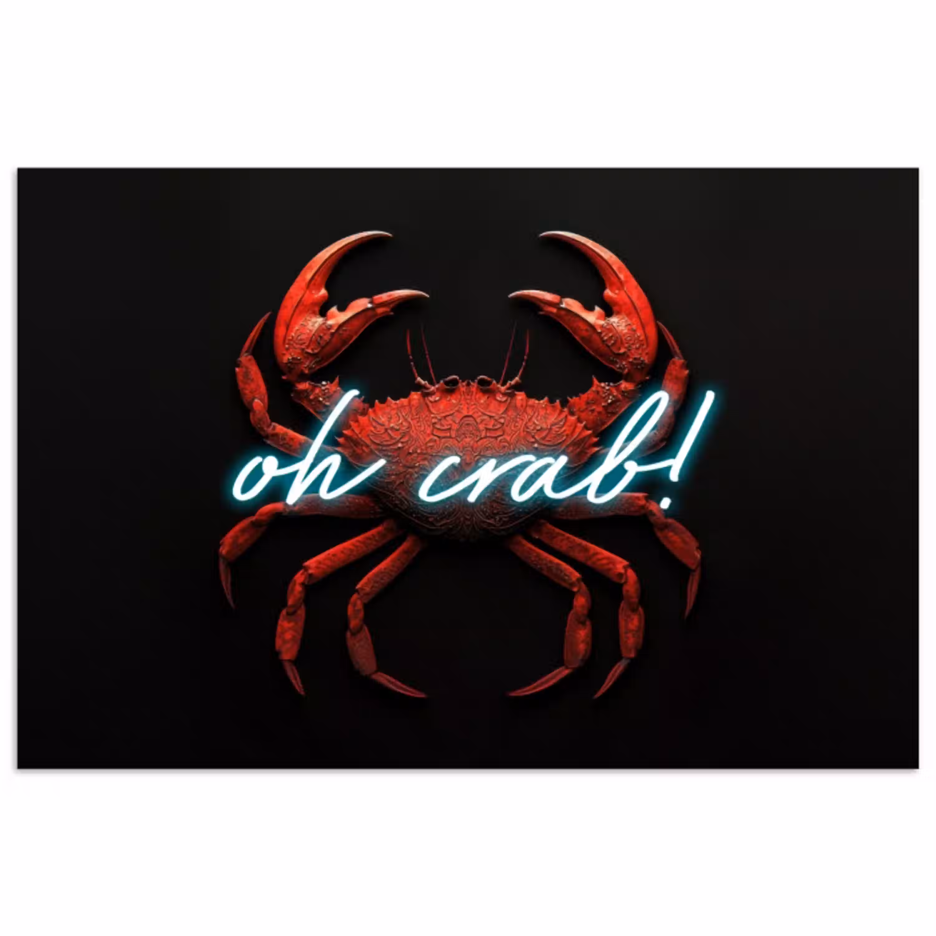 Krab - Rood - Neon - Quote poster papier klein -3d