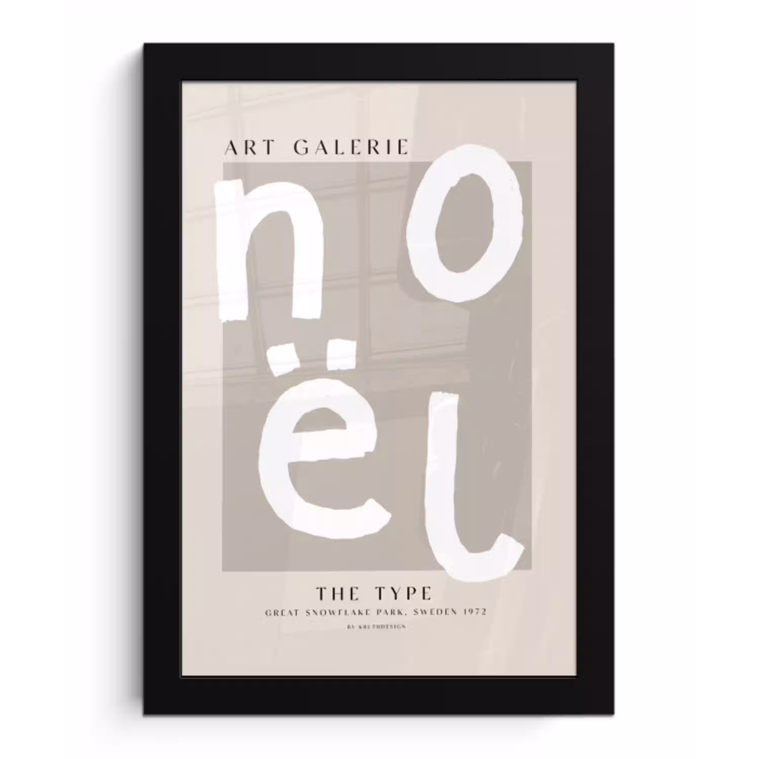 Kerstmis - Quotes - Noël - Wit - Beige fotolijst zwart zonder passe partout klein -3d