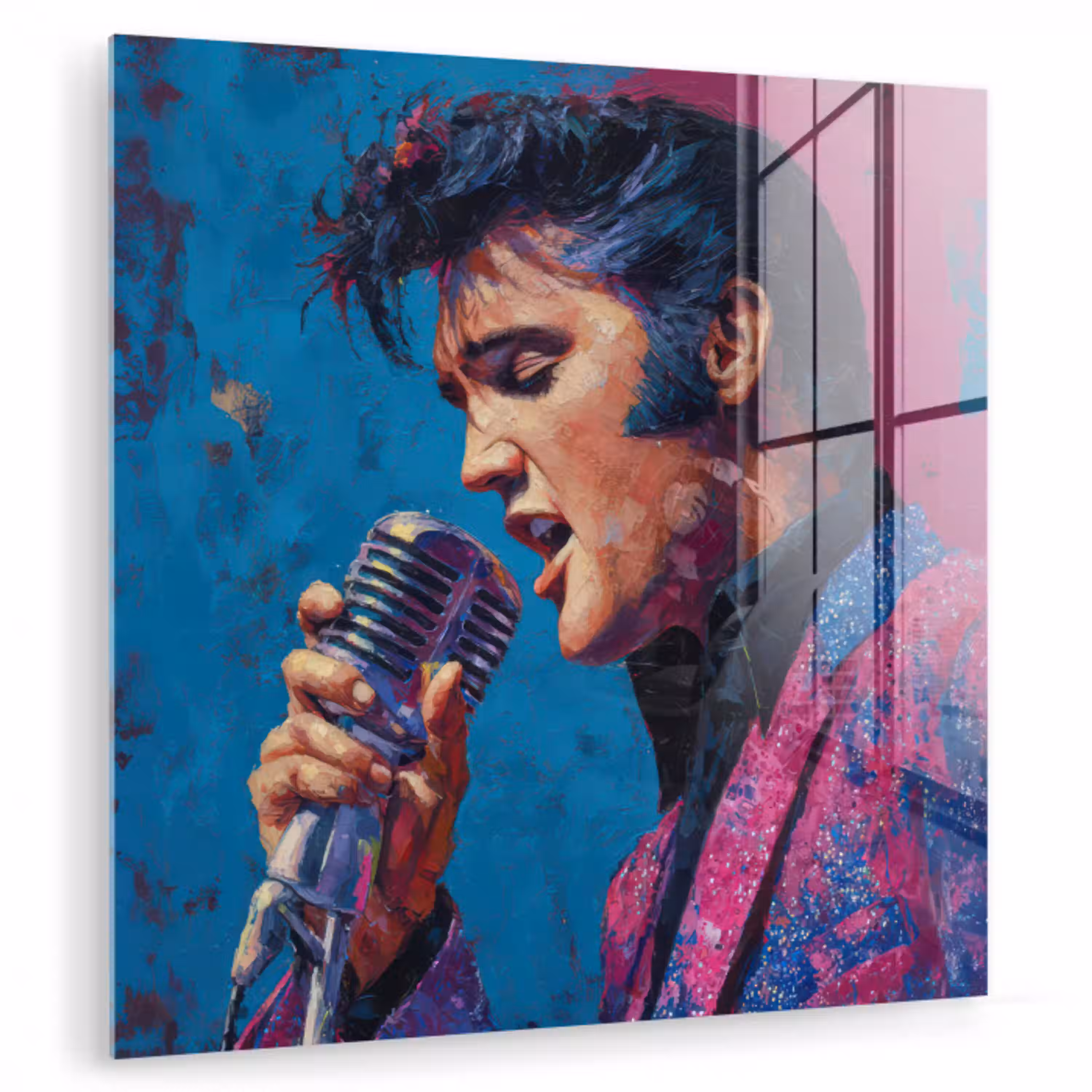 Zingende man - Glitterjas - Microfoon plexiglas 5mm klein -zzzproduct_nieuw