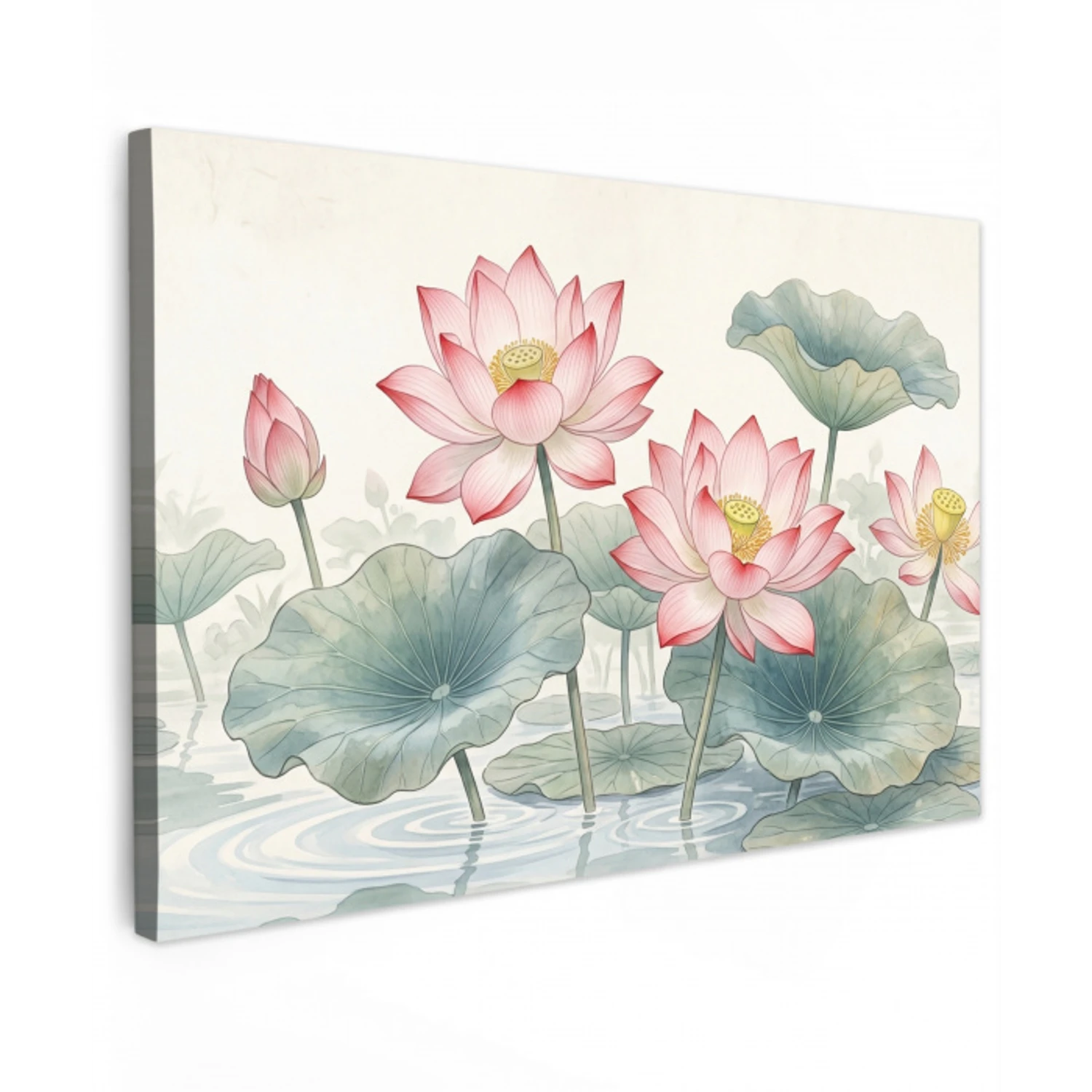 Aquarel - Lotusbloemen - Kleurrijk canvas 2cm klein -z3d