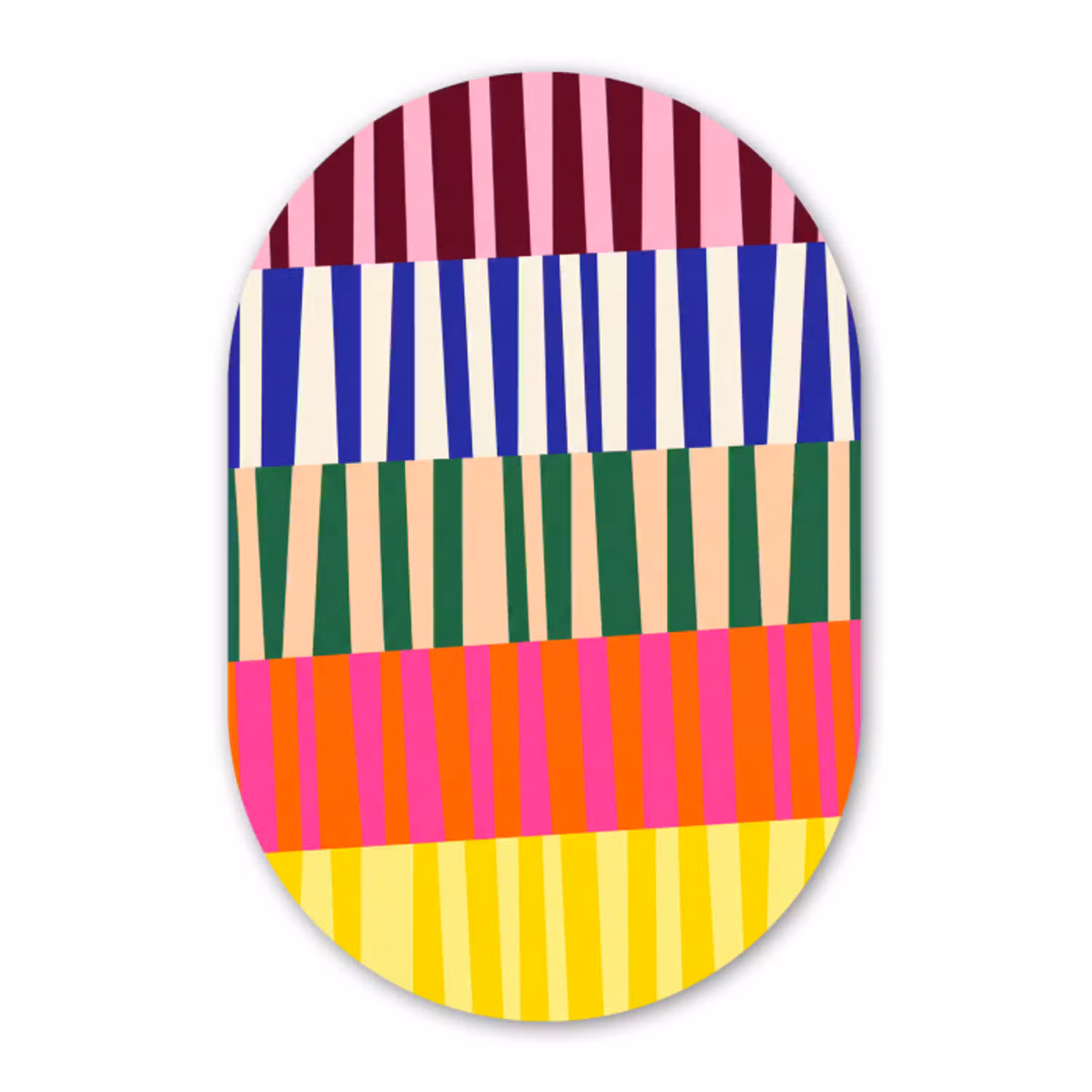 Patroon - Strepen - Abstract - Modern - Kleurrijk Wandcirkel Ovaal Glas middel -3d
