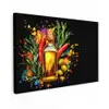 Olijfolie - Graffiti - Peper - Olijven - Modern Tuinposter op houten frame 2 cm dik klein -3d