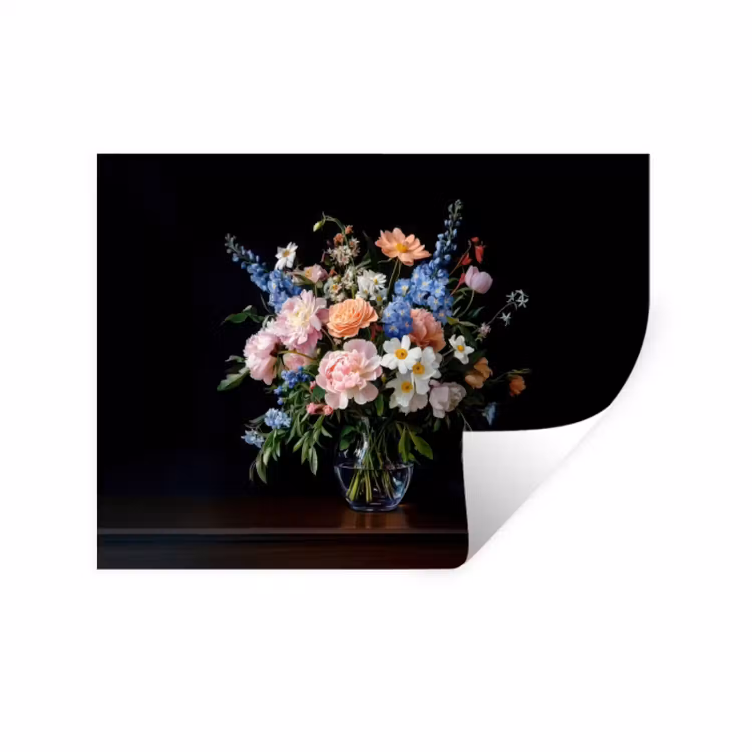 Muursticker - Pastel - Bloemen - Glazen - Vaas
