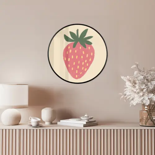 Aardbei - Minimalistisch - Rood - Fruit Fotolijst rond zonder passe partout klein -sfeer3