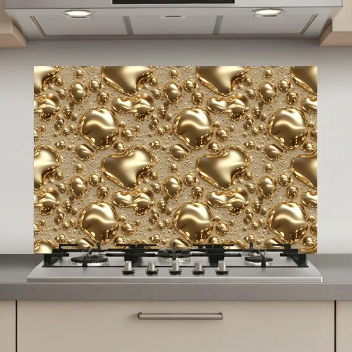 Druppels - Organisch - Goud keuken achterwand spatscherm klein 900 -3d_website